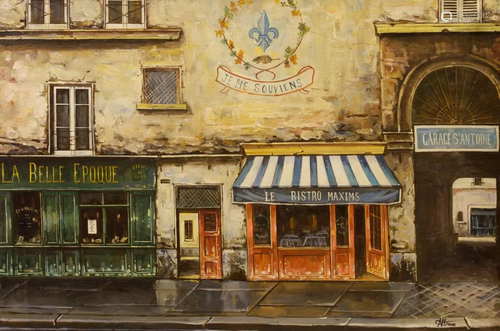 OIL PAINTING ON CANVAS OF PARISIAN SHOPS