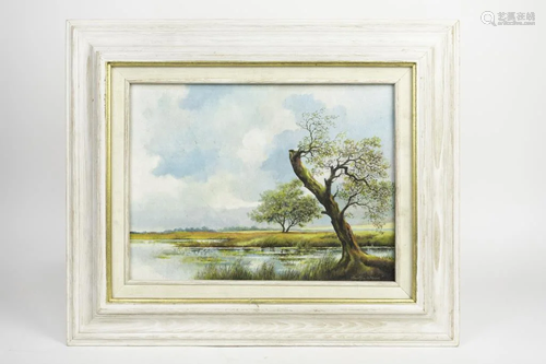 FRAMED OIL PAINTING OF LANDSCAPE