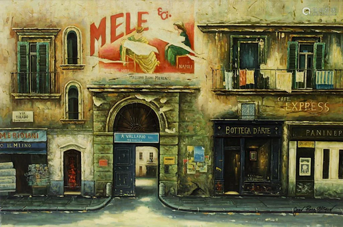 OIL PAINTING ON CANVAS OF STOREFRONTS