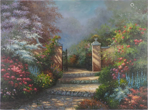 OIL ON CANVAS OF A GARDEN ENTRANCE