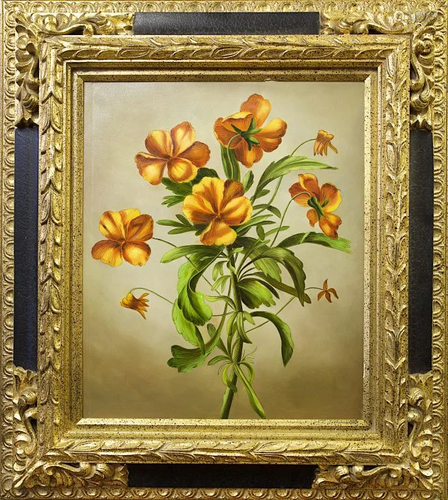 FRAMED OIL ON CANVAS PRINT OF FLOWERS