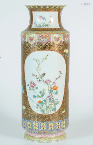 A Polychrome 'Bird and Flower' Vase