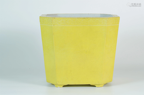 A Yellow-glazed 'Floral' Jardiniere