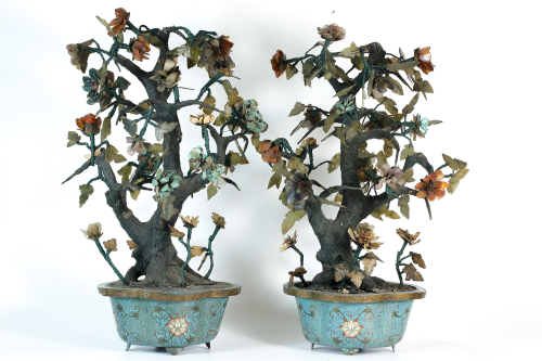 A Paire of CloisonnÃ© Enamel Trees