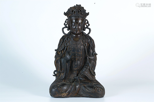 A Bronze Figure of Gautama Buddha with Crown