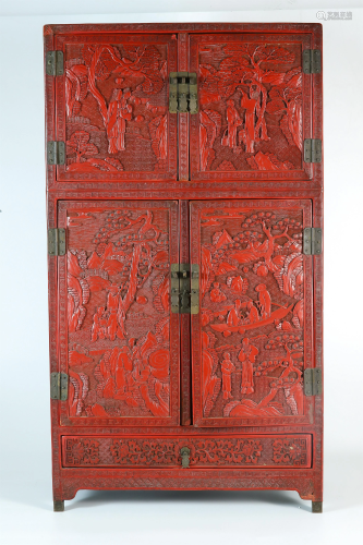 A Cinnabar Lacquer 'Figural' Cabinet