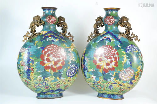 A Pair of CloisonnÃ© Enamel 'Floral' Vases