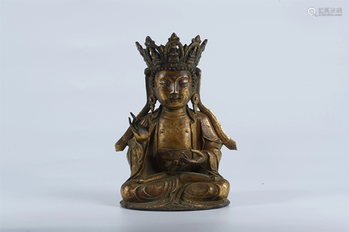 A Bronze Figure of Gautama Buddha with Crown