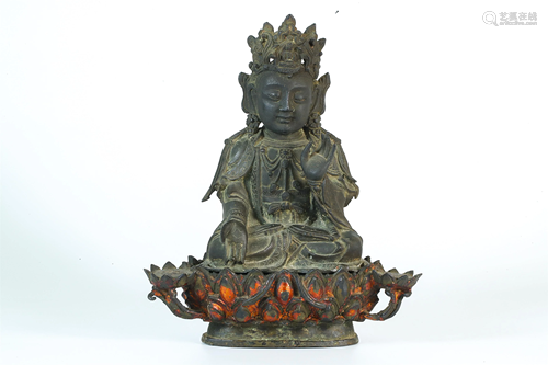 A Bronze Figure of Gautama Buddha with Crown