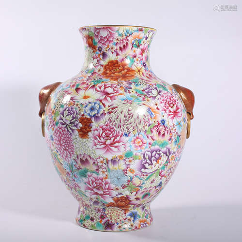 Qing-Qianlong famille rose vase