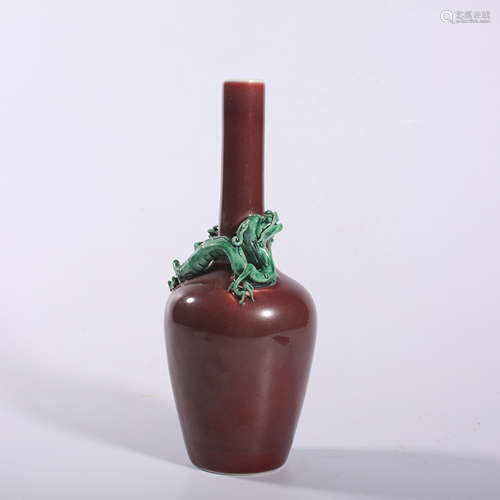 Qing-Kangxi Red Glazed Vase