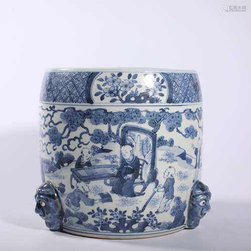 Qing-Shunzhi blue and white lid jar