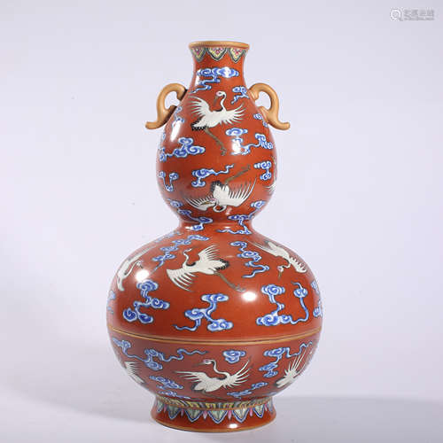 Qing Dynasty-Qianlong bucket color gourd vase