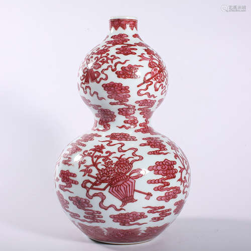 Qing Dynasty-Qianlong Alum Red Gourd Vase