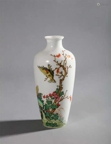 Qing Dynasty-Qianlong Enamel Flower and Bird Poem Vase