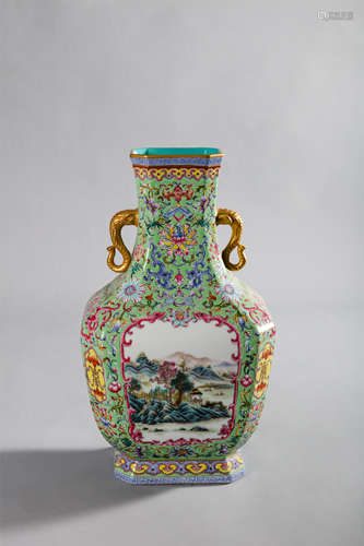 Qing Dynasty-Qianlong famille rose flower eight-treasure amp...