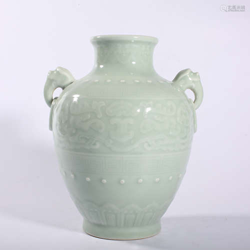 Qing-Bean Celadon Vase