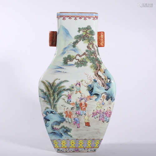 Qing-Qianlong famille rose vase