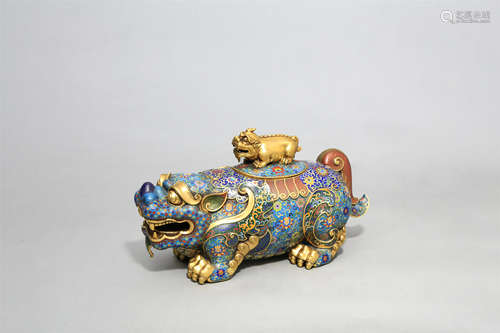 Gilt bronze cloisonne sable incense burner