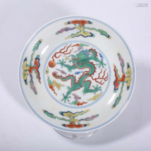 Qing-Daoguang Pastel Dragon Plate
