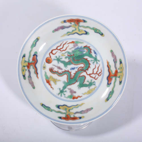 Qing-Daoguang Pastel Dragon Plate