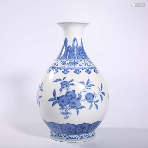 Qing Dynasty-Qianlong blue and white jade pot spring