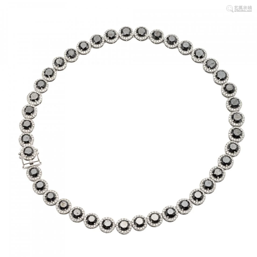 White Gold and Black Diamond Necklace