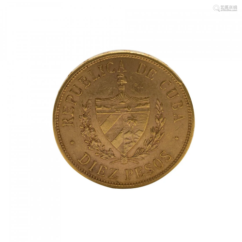 10 Peso Cuban Gold Coin, 1916,