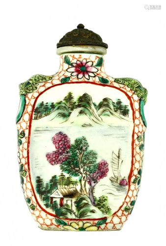 An Enameled Porcelain Snuff Bottle