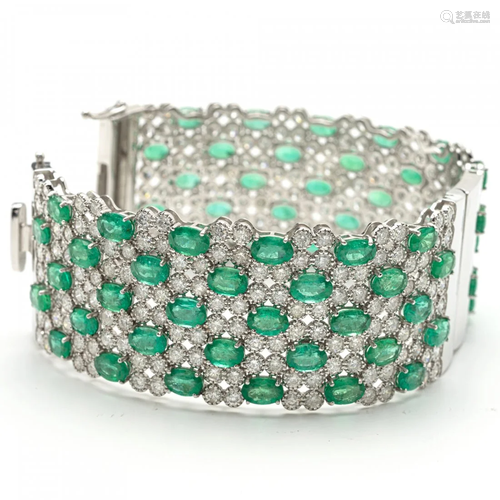 18kt Emerald and Diamond Bangle-Bracelet