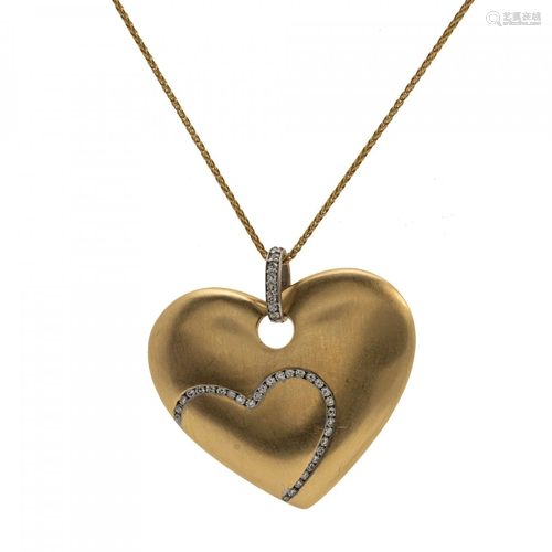 14k Gold and Diamond Heart Pendant Necklace