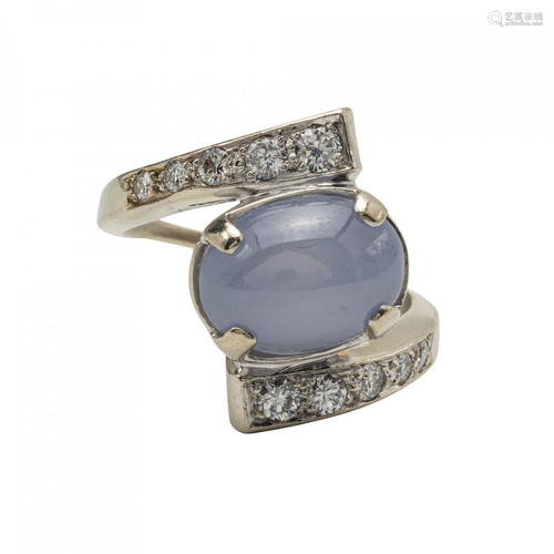 A Star Sapphire and Diamond Ring