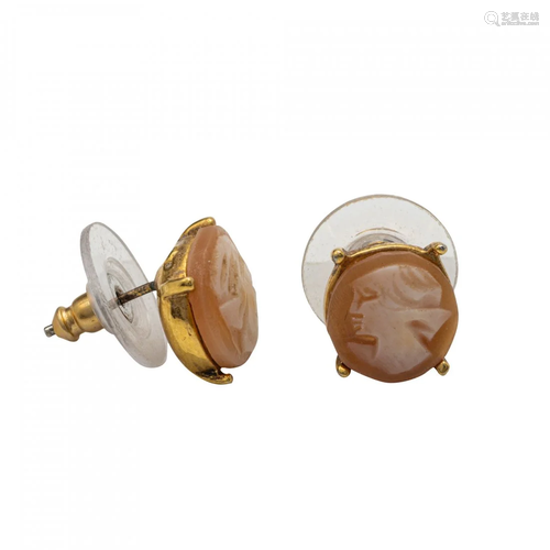 Pair of Gold Cameo Earrings