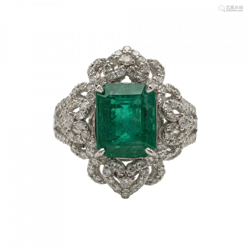 18kt Emerald and Diamond Ring