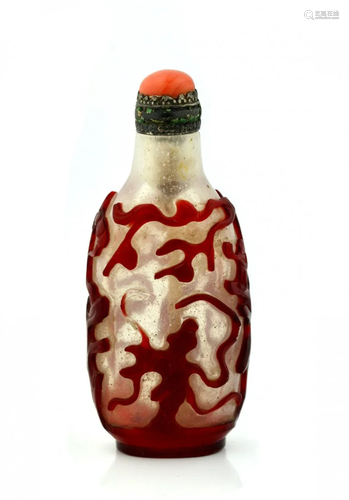 A Chinese Ruby Red Overlay Glass Snuff Bottle