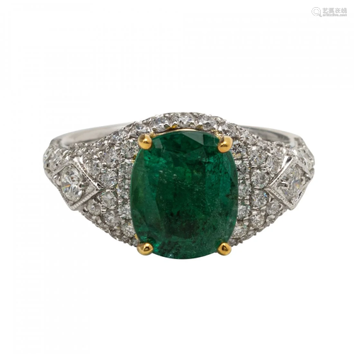 18kt Emerald and Diamond Ring