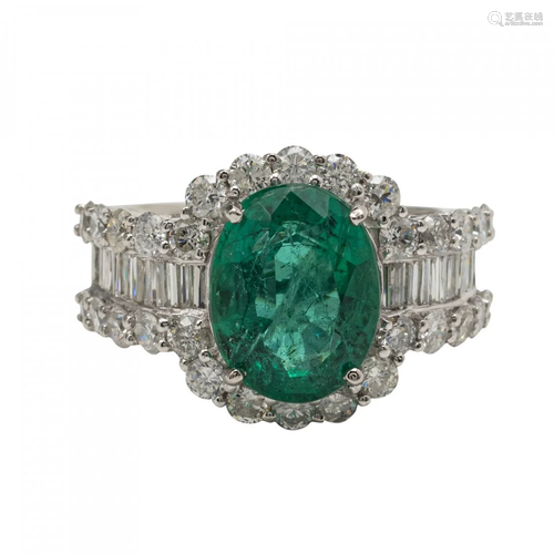 18Kt Emerald and Diamond Ring