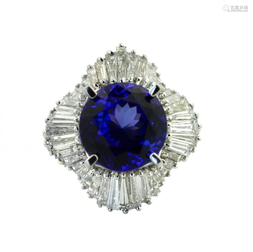 Platinum, Tanzanite and Diamond Ring