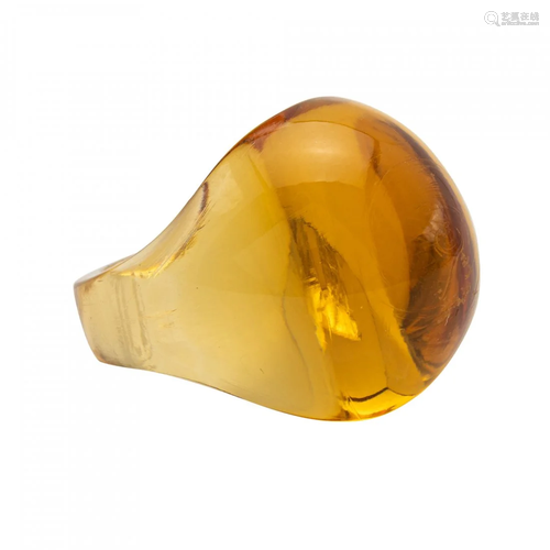 A Lalique Colored Glass Ring