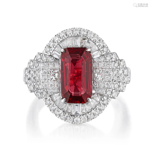 2.10-Carat Ruby and Diamond Ring