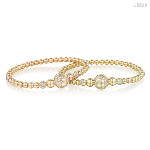 Gold Bead and Diamond Bracelets