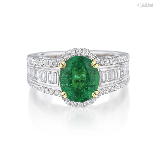 2.15-Carat Emerald and Diamond Ring