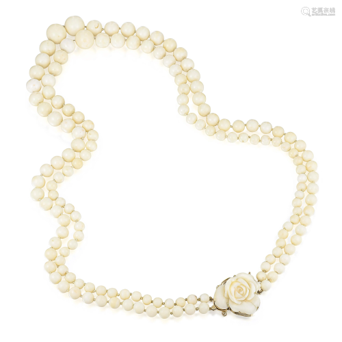 White Coral Double Strand Necklace