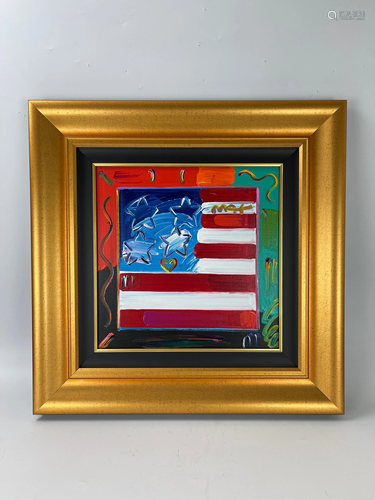 Peter Max Oil Painting with Frame