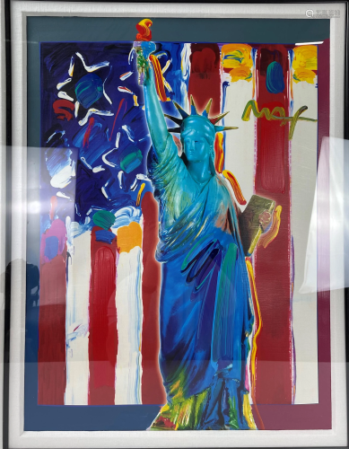 Lady Liberty and Flag Print of Rapture Peter Max with