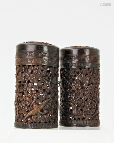 A Pair of Chinese Antique Details Carving Tortoiseshell