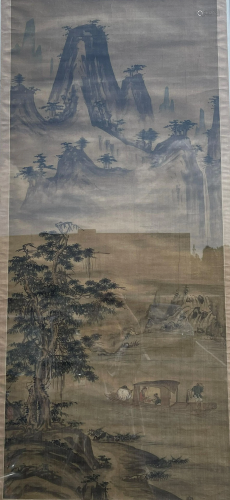 Chinese Painting Ink on Silk Attributed To Yan