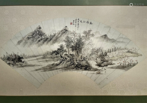 Zhang Mofu Chinese Painting Fan leaf, mounted and