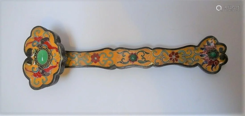 OLD CHINESE ANTIQUE BRONZE ROYAL YELLOW CLOISONN…