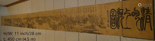 CHINESE ANTIQUE PRINTED PAINTING QING MING SHANG HE TU